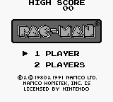 Pac-Man title screen for GameBoy
